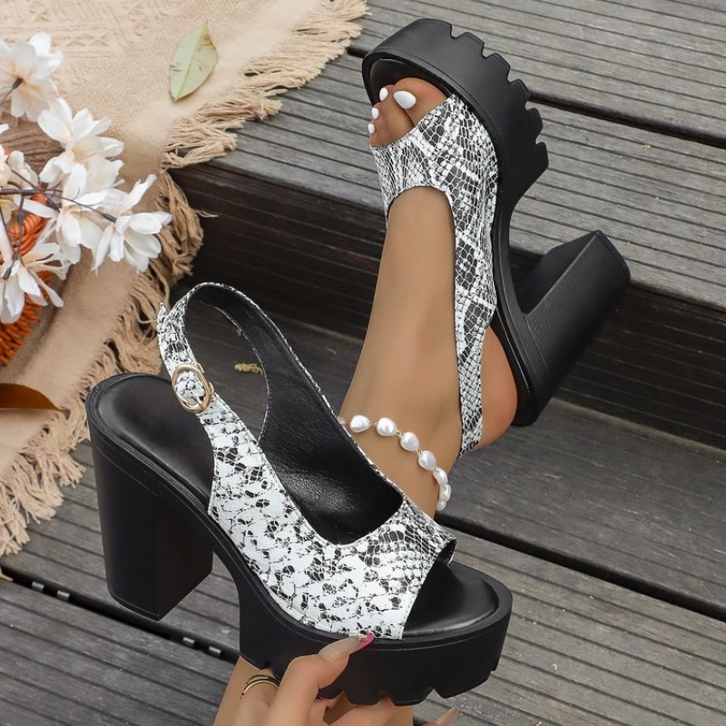 Sexy Snake Print High Heels Sa - Summer Closet บทวิจารณ์และราคา